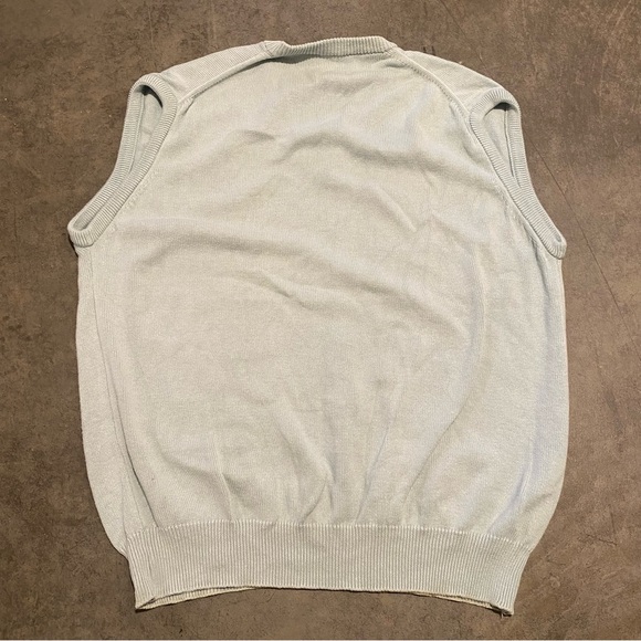 Vintage Burberry Sz Medium Seafoam Green Cotton Sweater Vest Sporty Preppy - Picture 2 of 6